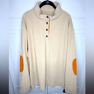 Men’s Hengsheng Jeans Shirt XLarge Tan Elbow Patches Retro Corduroy Button Up